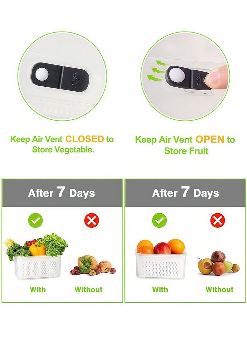 ميرتينج مجموعة من 6 قطع/18 قطعة منظم ثلاجة مع مصافي تصريف قابلة للإزالة وغطاء صندوق تخزين الطعام للفواكه والخضروات والتوت واللحوم حاوية طعام بلاستيكية PP آمنة للغسل في غسالة الأطباق - Image 4